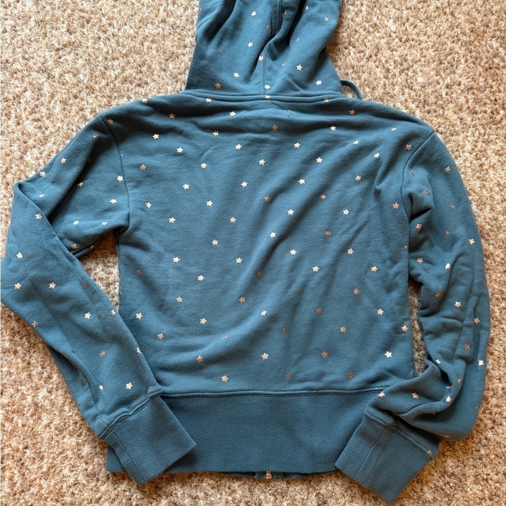 Spiritual Gangster Hoodie Womens XS Teal Blue Full Zip Free Spirit Stars - Picture 2 of 5